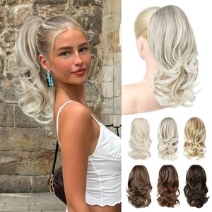 Ponytail Extension, 14" Claw Clip in Ponytail Hair Extensions Natural‎ Soft .